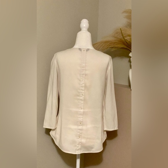 Express Small Embroidered Office Work Dress Off-white White‎ Vacation Blouse Top - Picture 5 of 5